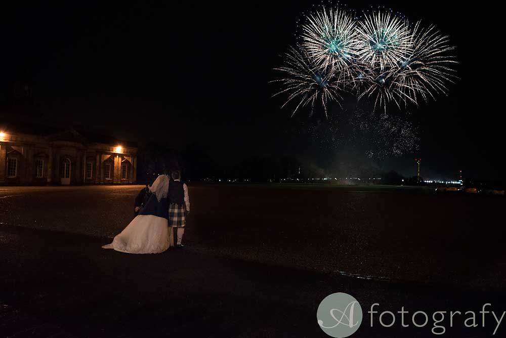 fireworks at hopetoun house by cc21. wedding couple watching fireworks. 